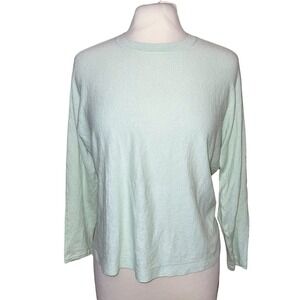 Eileen Fisher Organic Linen Light Mint Green Loose Fit Knit Sweater XS